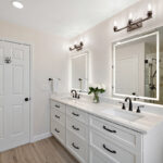 White painted bathroom vanity cabinets