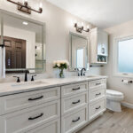 White painted bathroom vanity cabinets