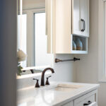White painted bathroom vanity cabinets