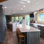 Dark stained kitchen cabinets