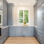 Blue pantry cabinets