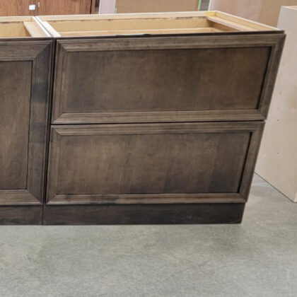 2 drawer base in a dark stain on maple