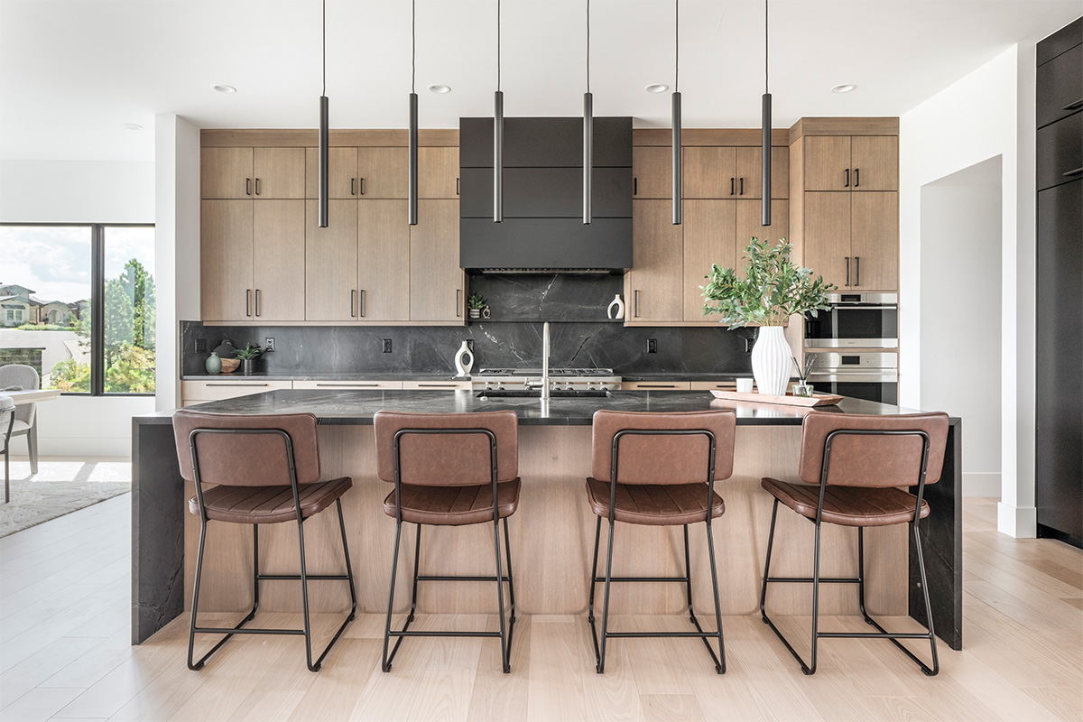Black and brown stained contemporary kitchen