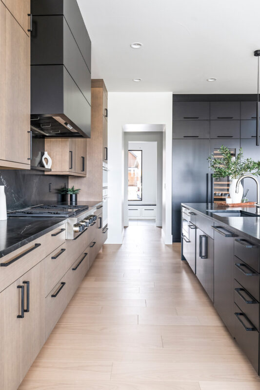 Black and brown stained contemporary kitchen