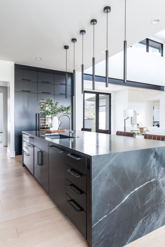 Black and brown stained contemporary kitchen