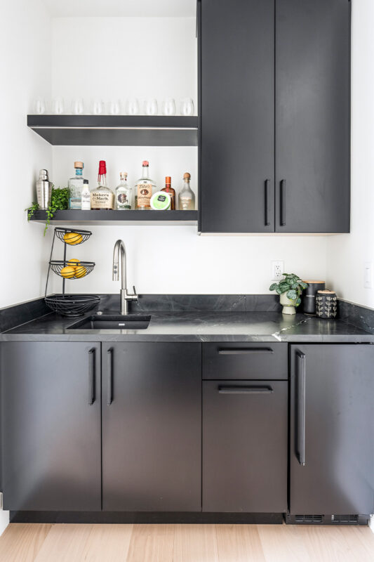 Black painted bar cabinets