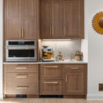 Stained white oak kitchen cabinets.