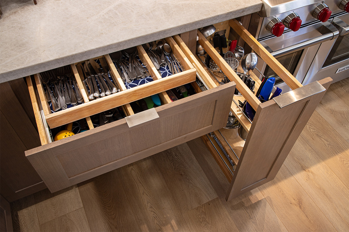 Silverware organizer in a drawer
