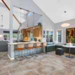 Light brown and painted gray kitchen