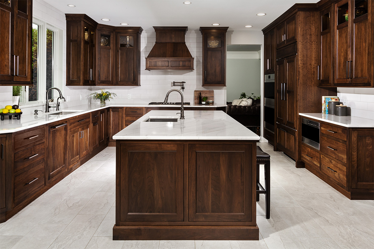 Walnut kitchen cabinets with rich Tawny finish