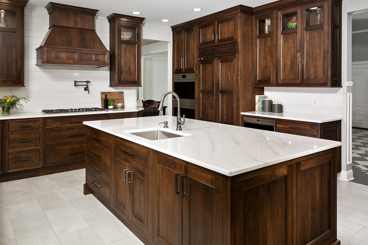 Walnut kitchen cabinets with rich Tawny finish