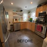 before photo of a dated kitchen