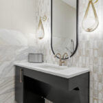 Gray bathroom cabinet