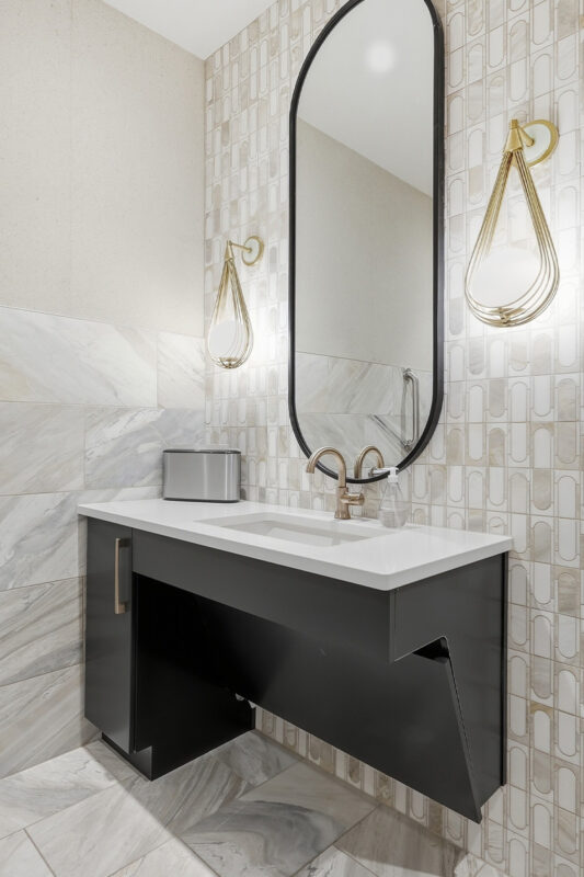 Gray bathroom cabinet