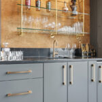 Gray speakeasy bar cabinets