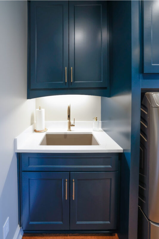 Emerald blue laundry sink