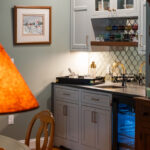 Painted gray bar cabinets