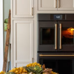 Painted gray kitchen cabinets