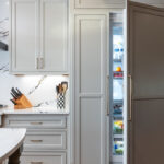 Painted gray kitchen cabinets