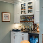 Painted gray bar cabinets