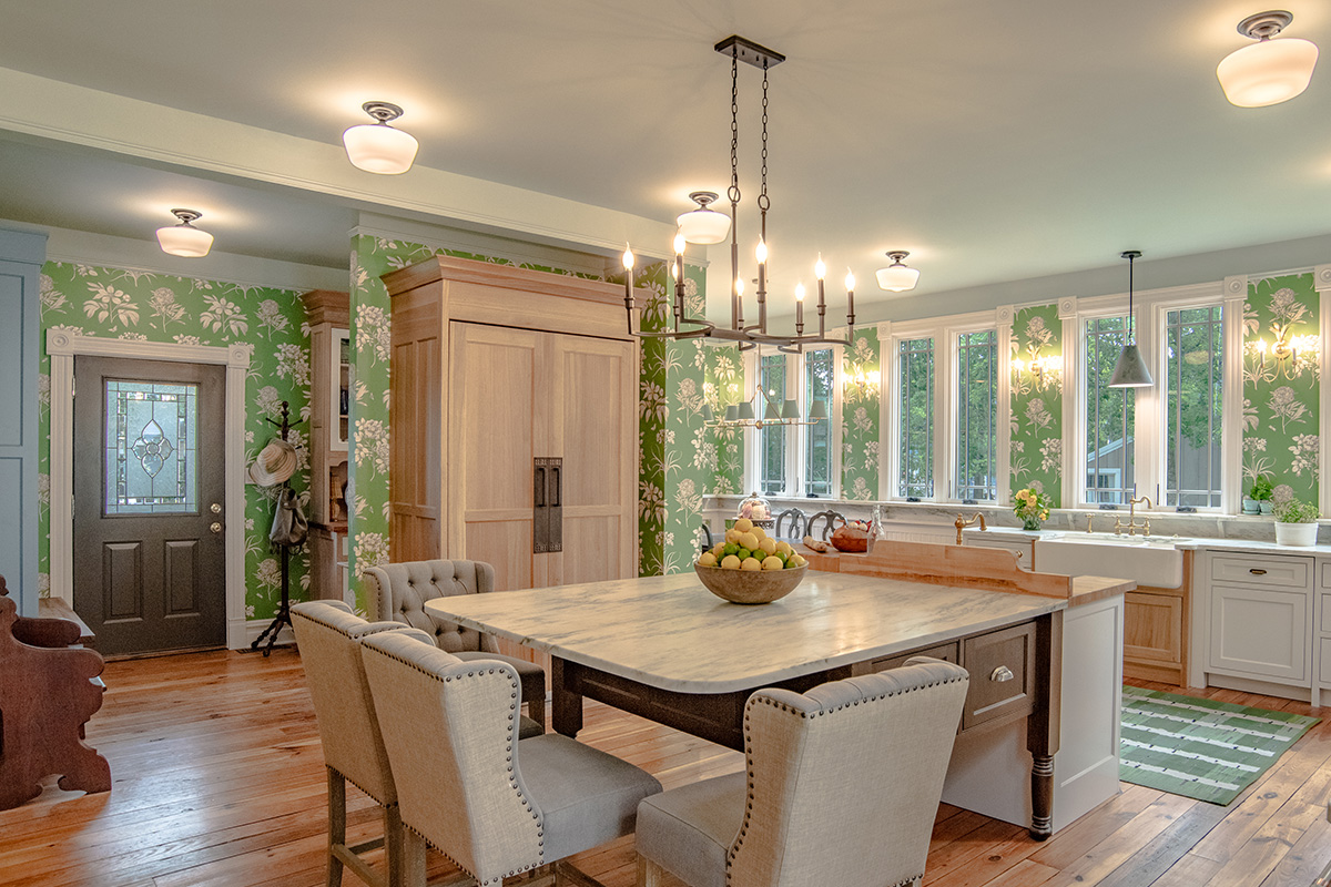 Natural rift white oak dining room tall storage cabinet.