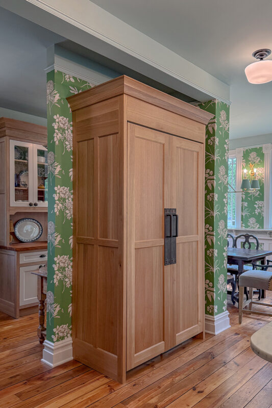 Natural rift white oak dining room tall storage cabinet.