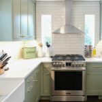 Light green painted kitchen