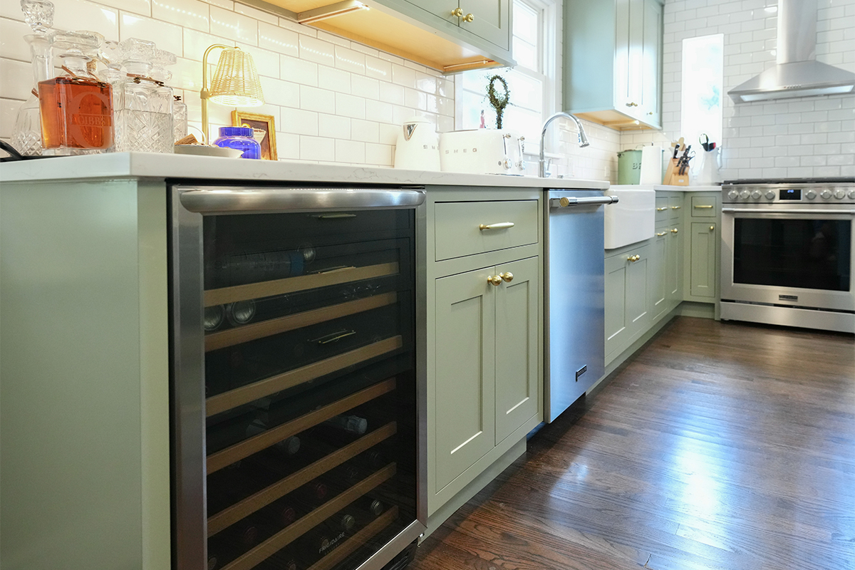 Light green painted kitchen