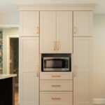 Light Mocha painted perimeter kitchen cabinets.