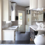 Dark stain and white painted kitchen cabinets