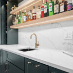 Dark green dining room bar cabinets