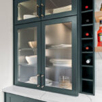 Dark green dining room bar cabinets