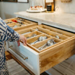Drawer open showing silverware organization accessores.