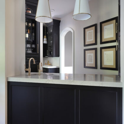 Black pantry and bar with glass doors