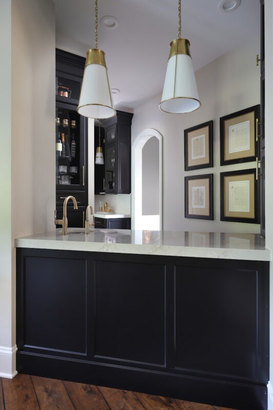 Black pantry and bar with glass doors