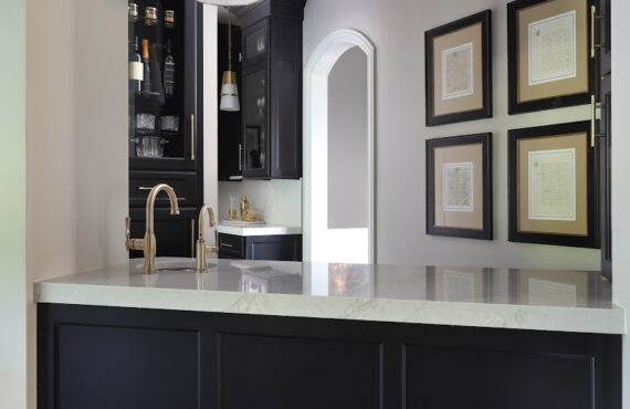 Black pantry and bar with glass doors
