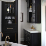 Black pantry and bar with glass doors