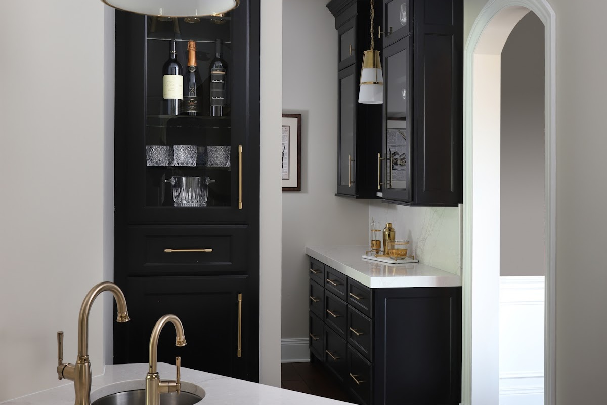 Black pantry and bar with glass doors