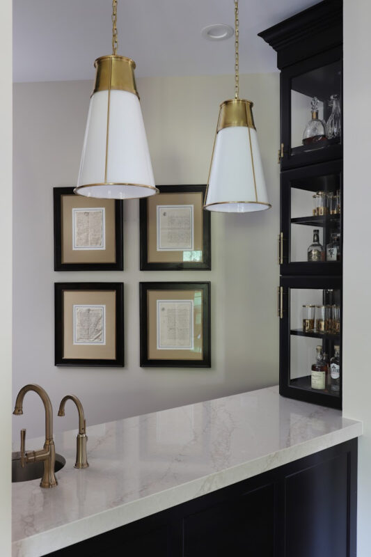 Black pantry and bar with glass doors
