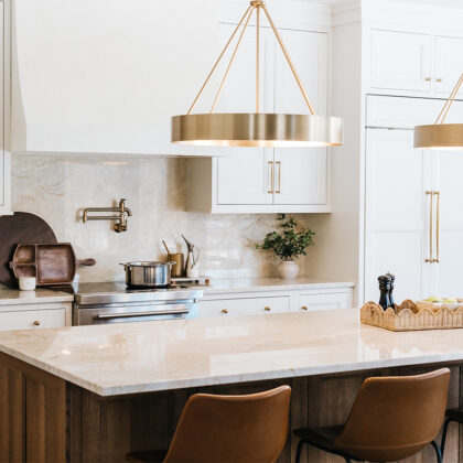 White painted and White Oak in Cashew stain kitchen.