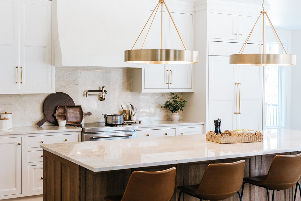 White painted and White Oak in Cashew stain kitchen.