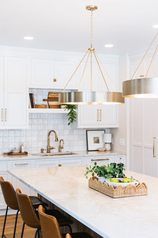 White painted and White Oak in Cashew stain kitchen.