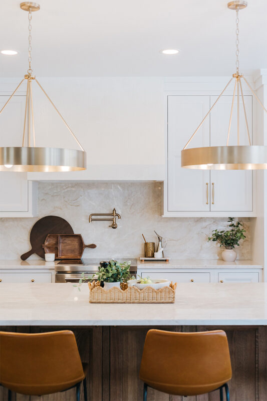 White painted and White Oak in Cashew stain kitchen.