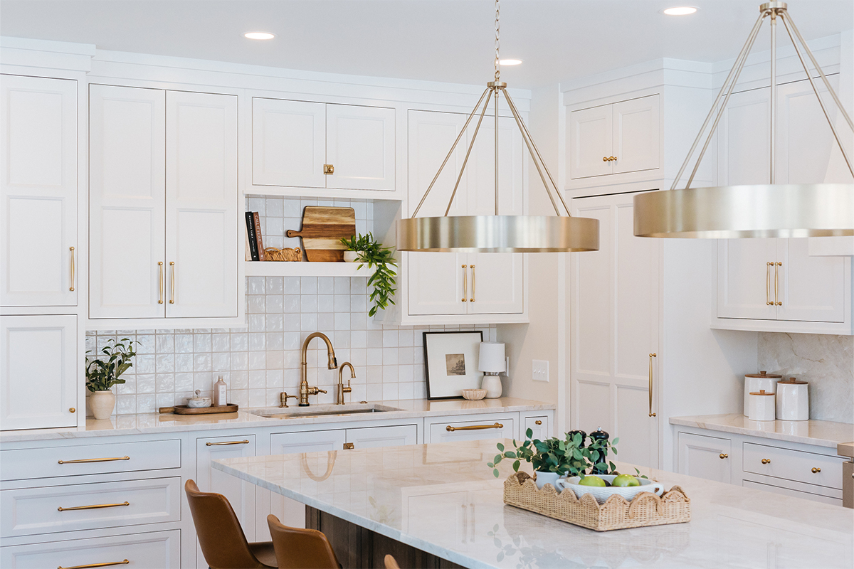 White painted and White Oak in Cashew stain kitchen.