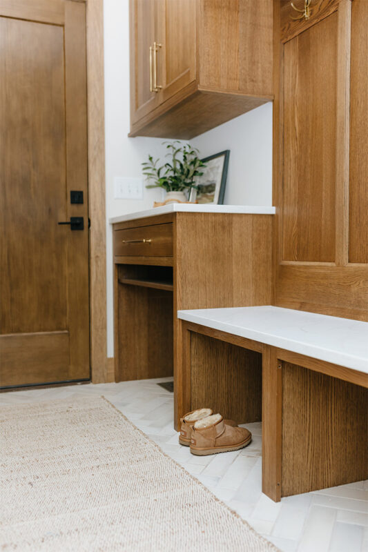 White painted and White Oak in Cashew stain kitchen.